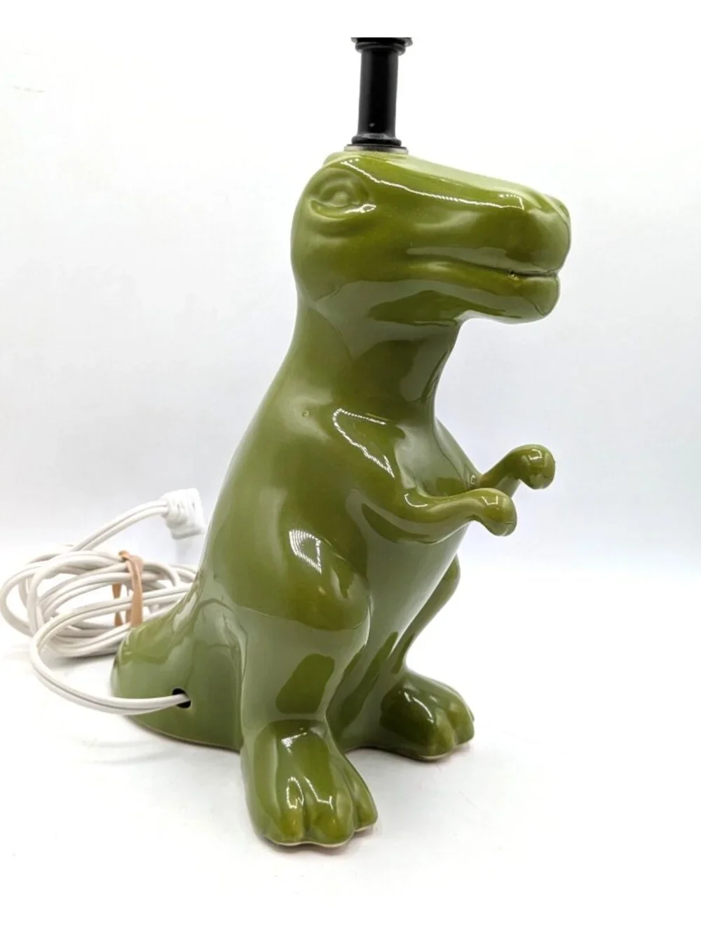 T Rex Dinosaur Table Lamp Green Ceramic Jurassic Childrens Room 13”